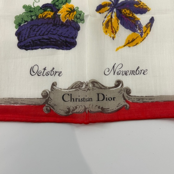 Dior Multicolor Silk Scarf with Red Border - Picture 6 of 7